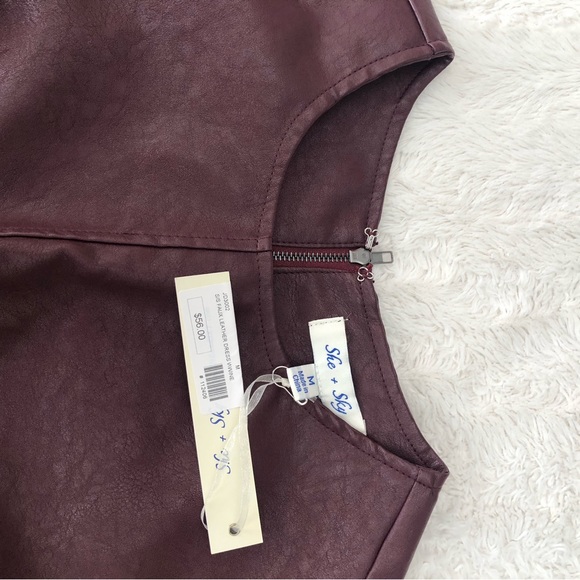She / Sky Dress Medium N. W. T. Faux Leather Wine Color - Picture 5 of 11